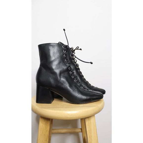 SCHUTZ Shoes - Schutz Black Kita Lace Up Leather Boots - 8 - Ankle Bootie